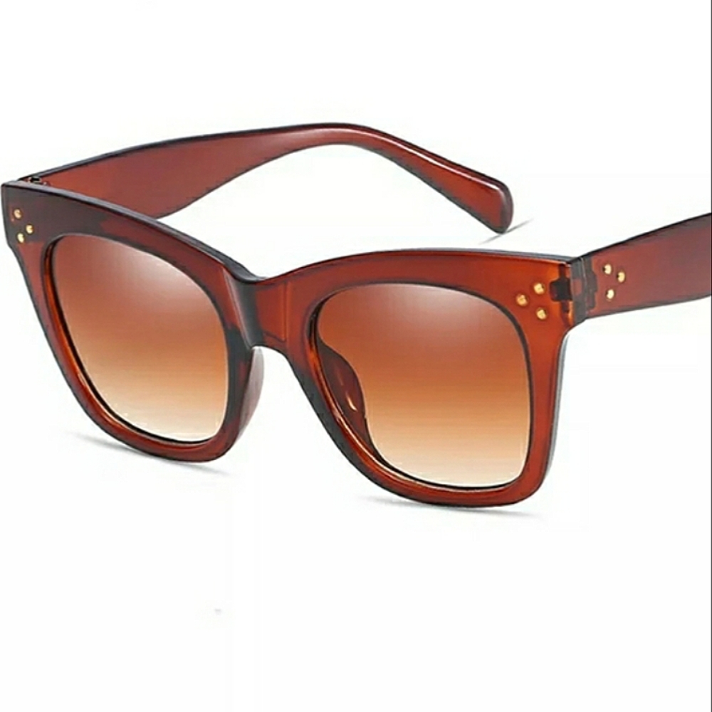 New Women's Oversized Amber Colored Cat Eye Sunglasses